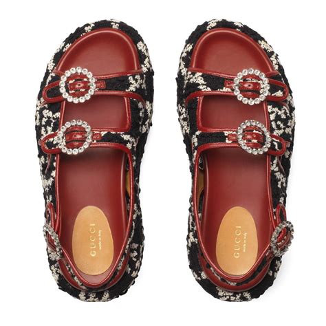 gucci tweed sandals|net a porter Gucci sandals.